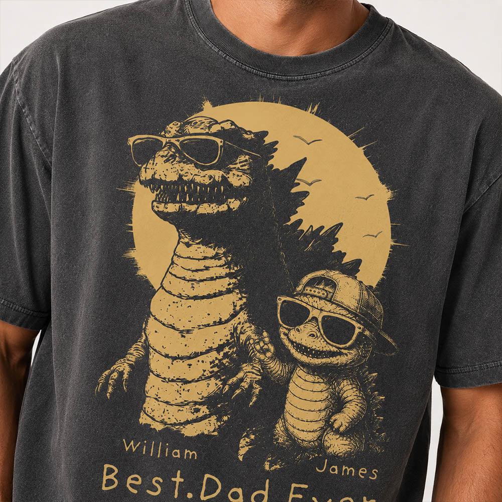 Personalized Best Dad Ever Dadzilla T-Shirt Father Day Gifts for Dad Funny Papa Tshirt Cool Daddy Dinosaur Tee New Art