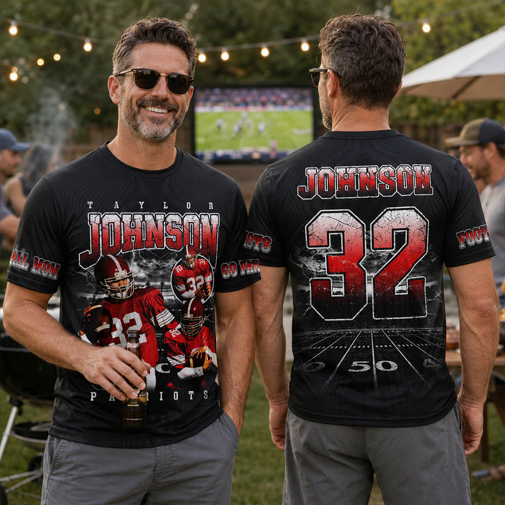 Custom Football All Over Print Shirt Bootleg Player Shirt, Team Name Gift For Football Lovers Game Day Shirt H2511