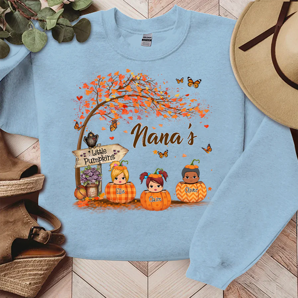 Nana's Little Pumpkin Autumn Personalized Sweatshirt For Grandmas
