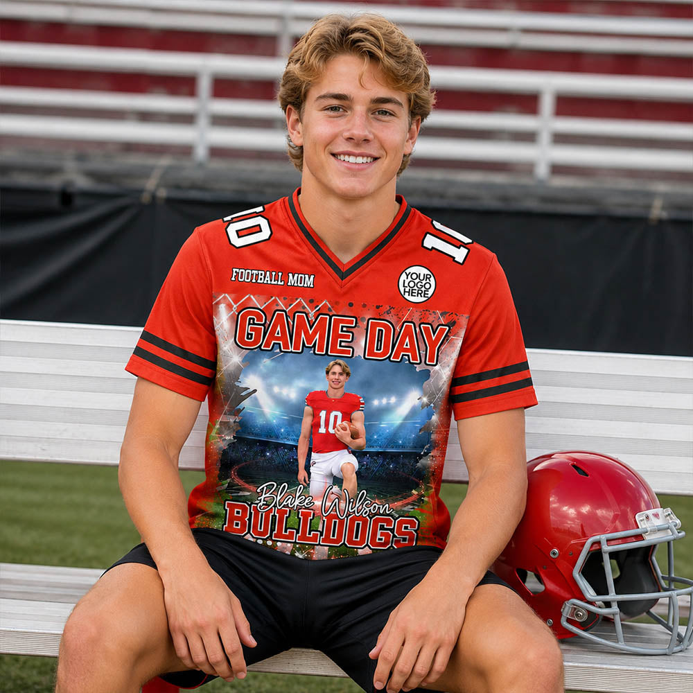 Custom Photo Football Game Day Football Jersey Gift For Football Lovers - Personalized Gift For Football Player