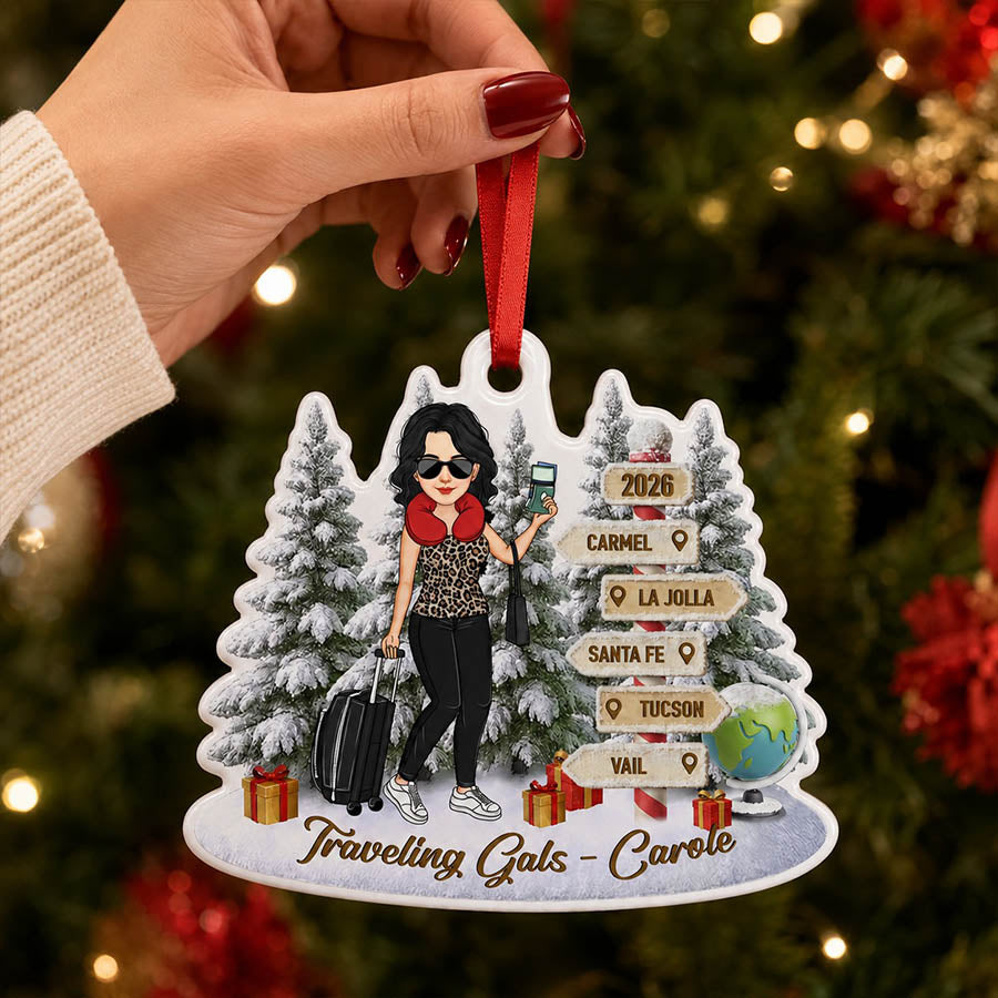 Personalized Travel Adventure Ornament, Custom Traveling Destination Ornament, Couple Traveling Destination, Travel Gift, Christmas Gift Na02