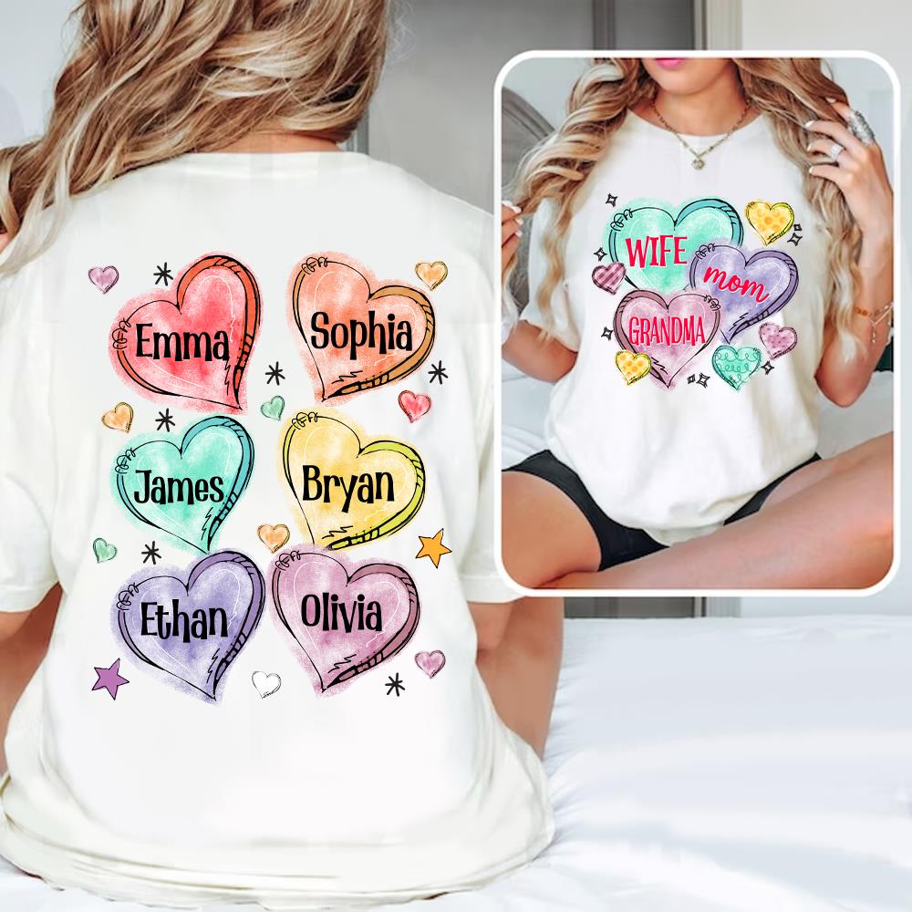 Custom Grandma Candy Hearts for Grandmas Shirt - Personalized Valentine Shirt