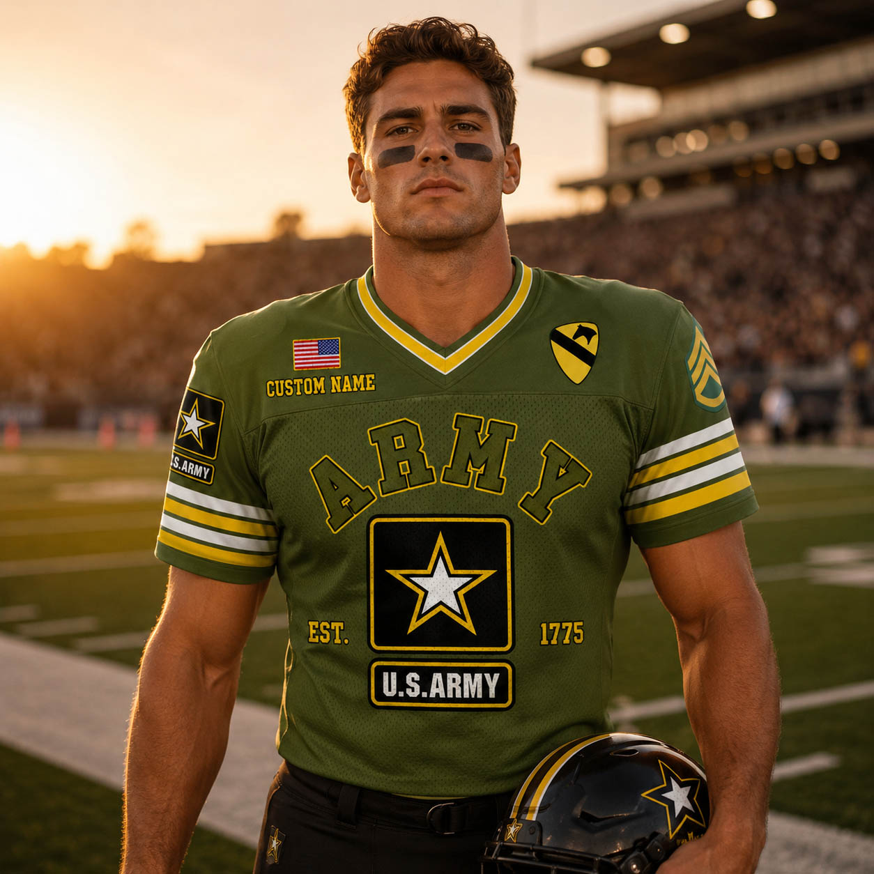 US Military Football Jersey Custom All Branches Rank Division Name For Military Retirement Veteran Dad Grandpa H2511