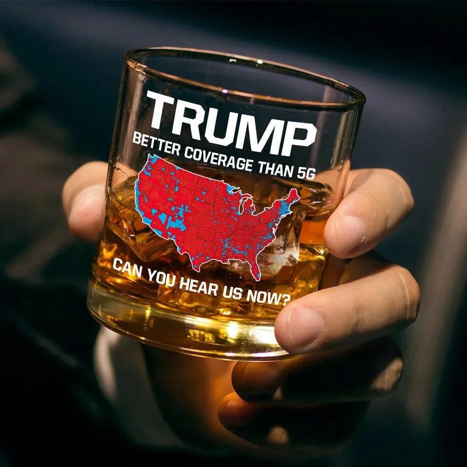 Trump Better Coverage Than 5G Whiskey Glass, President Trump 47th President Whiskey Glass, Trump Vance 24