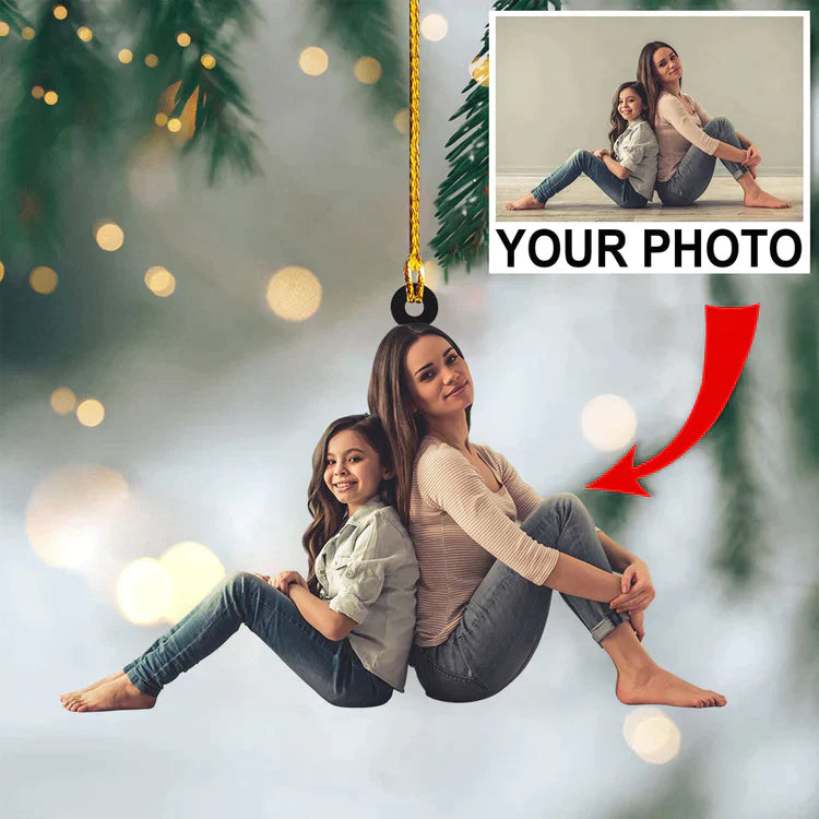 Custom Photo Ornament Christmas Mom and Daughter Gift for Family
