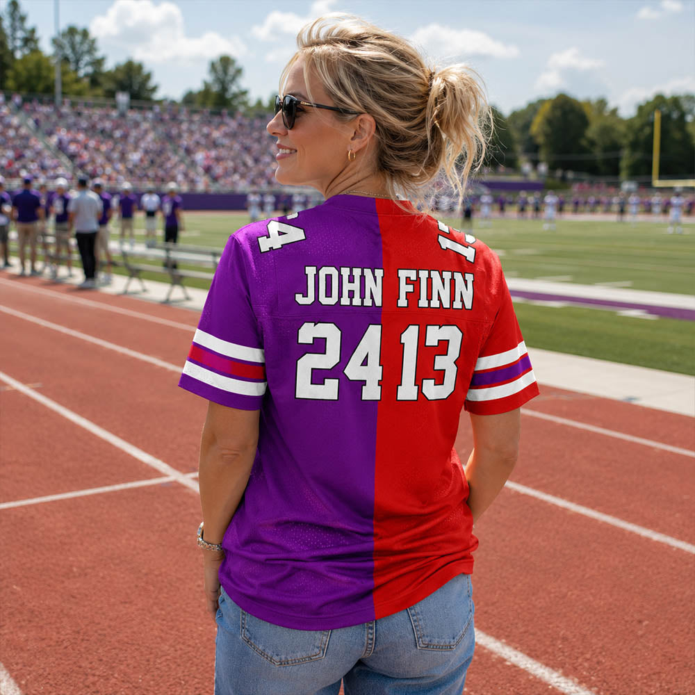 Custom Any Two Football Team, Personalized Team Name And Number Football Jersey, V-neck Short Sleeve Jersey Shirt, Football Jerseys