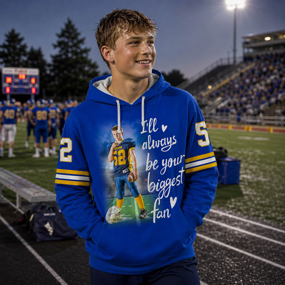 Personalized All Over Print Shirt I Will Always Be Your Biggest Fan Gift For Football Mom Grandma Sport Family K1702