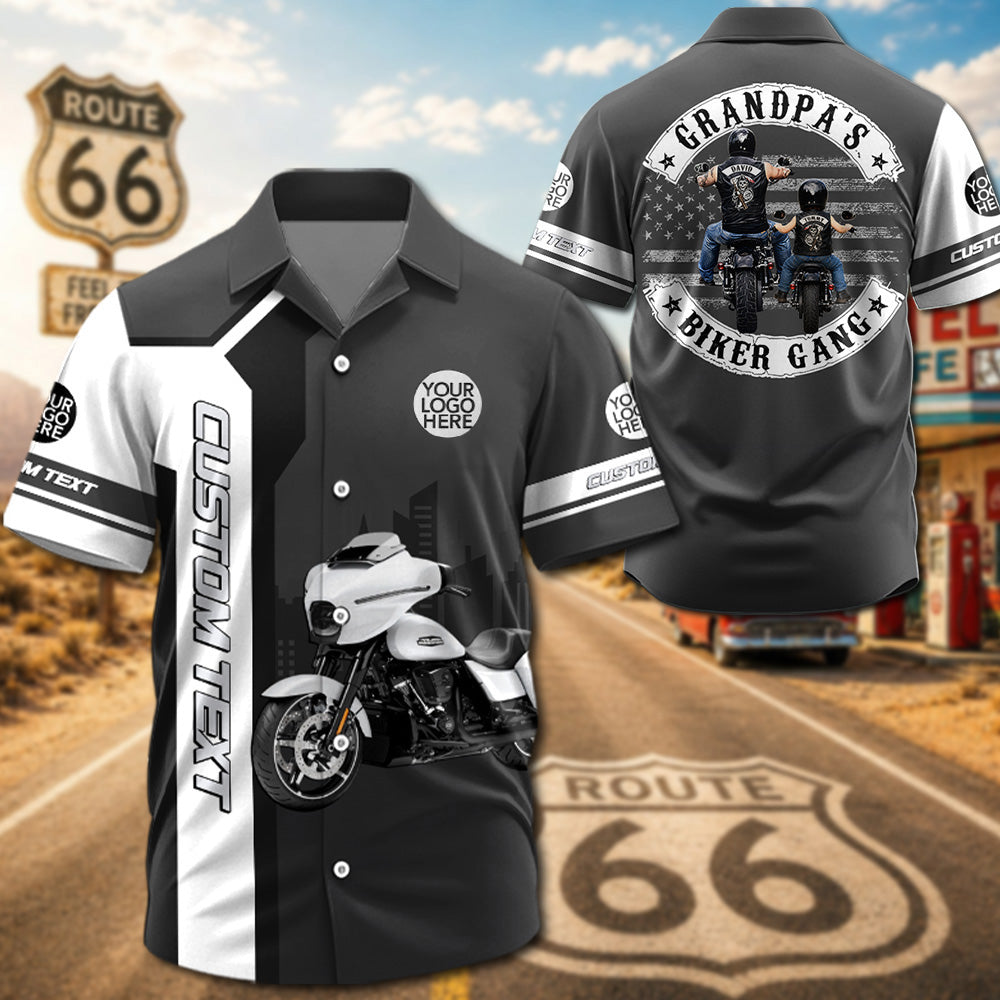 Grandpa’s Biker Gang - Personalized Upload Vechicle Photo Hawaiian Shirt - Personalized Gift For Dad, Grandpa, Biker A2110