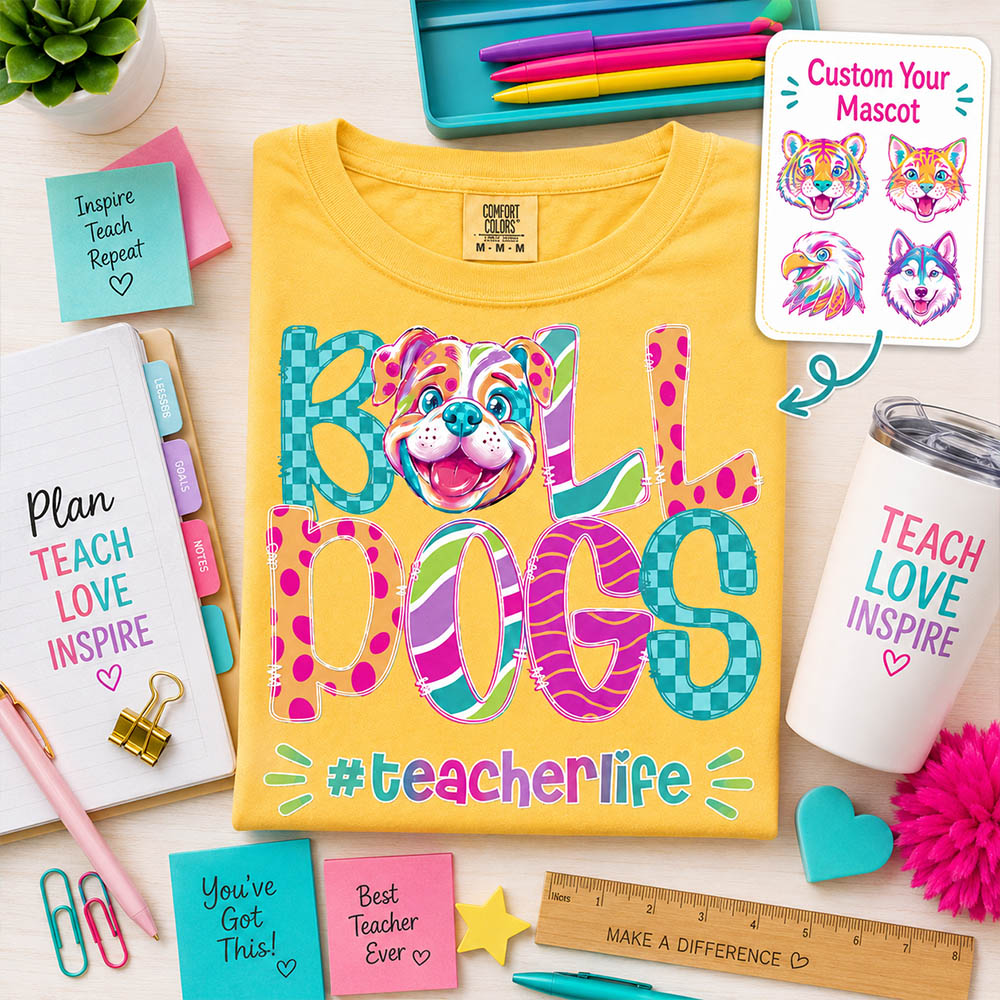 Personalized Mascot Spirit Shirt, Personalized School Spirit Tee, Colorful Team Name T-Shirt