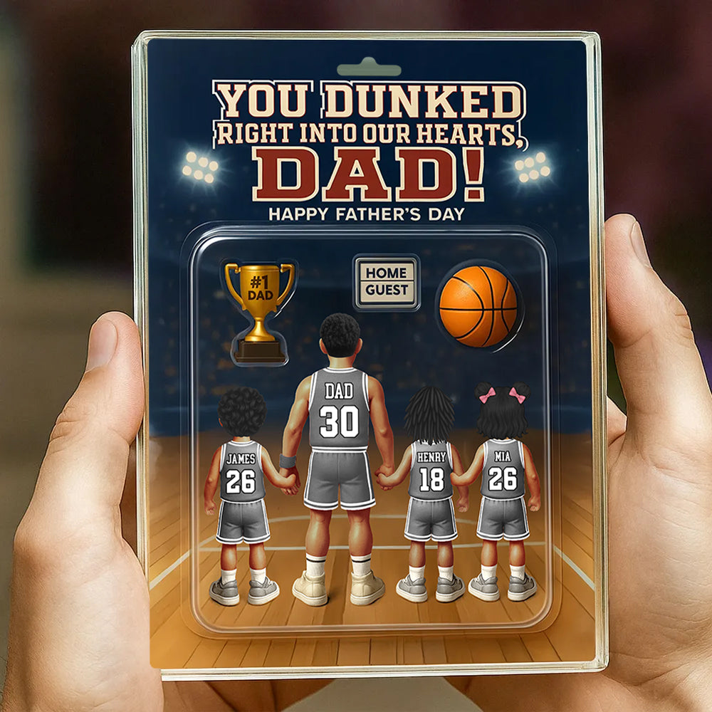 You Dunked Right Into My Heart Dad, Basketball Custom Figure Personalized Acrylic Block Plaque, Gift For Dad A2110