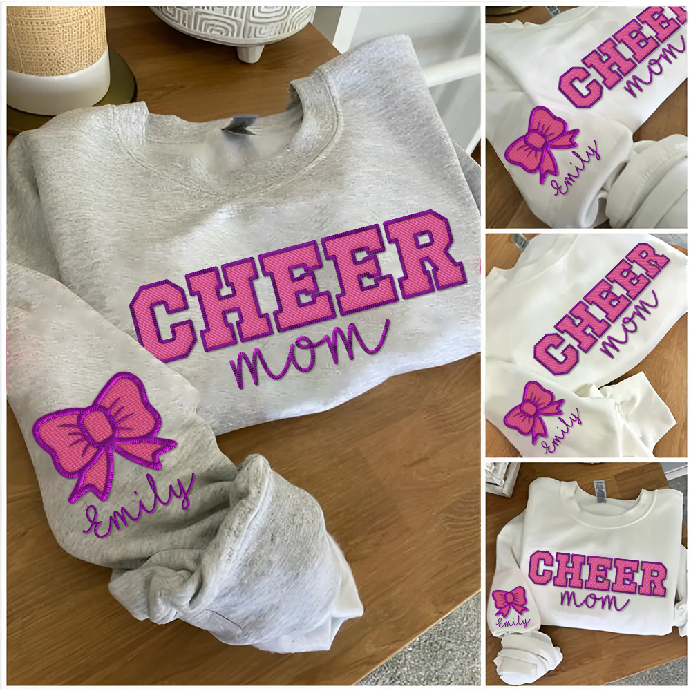 Personalized Embroidered Cheer Mom Shirt