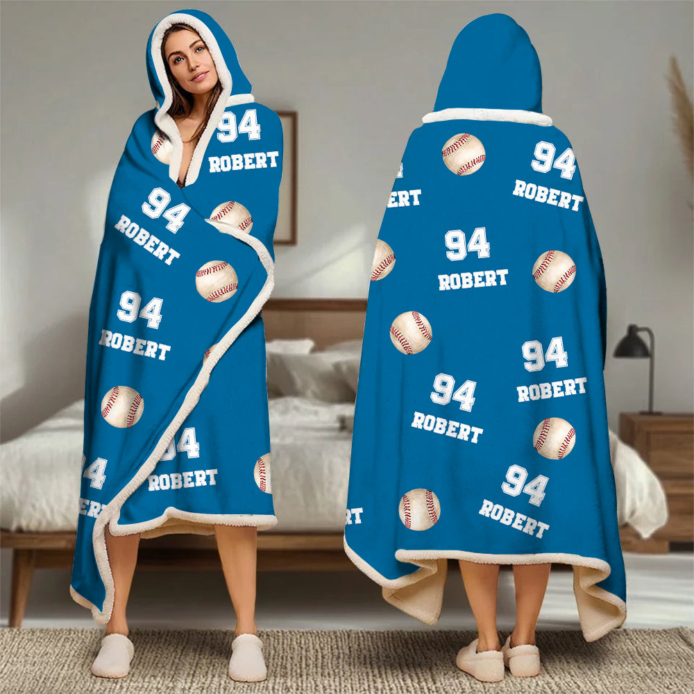 Personalized Baseball Wearable Blanket Hoodie For Sport Lovers, Sport Players Tu20