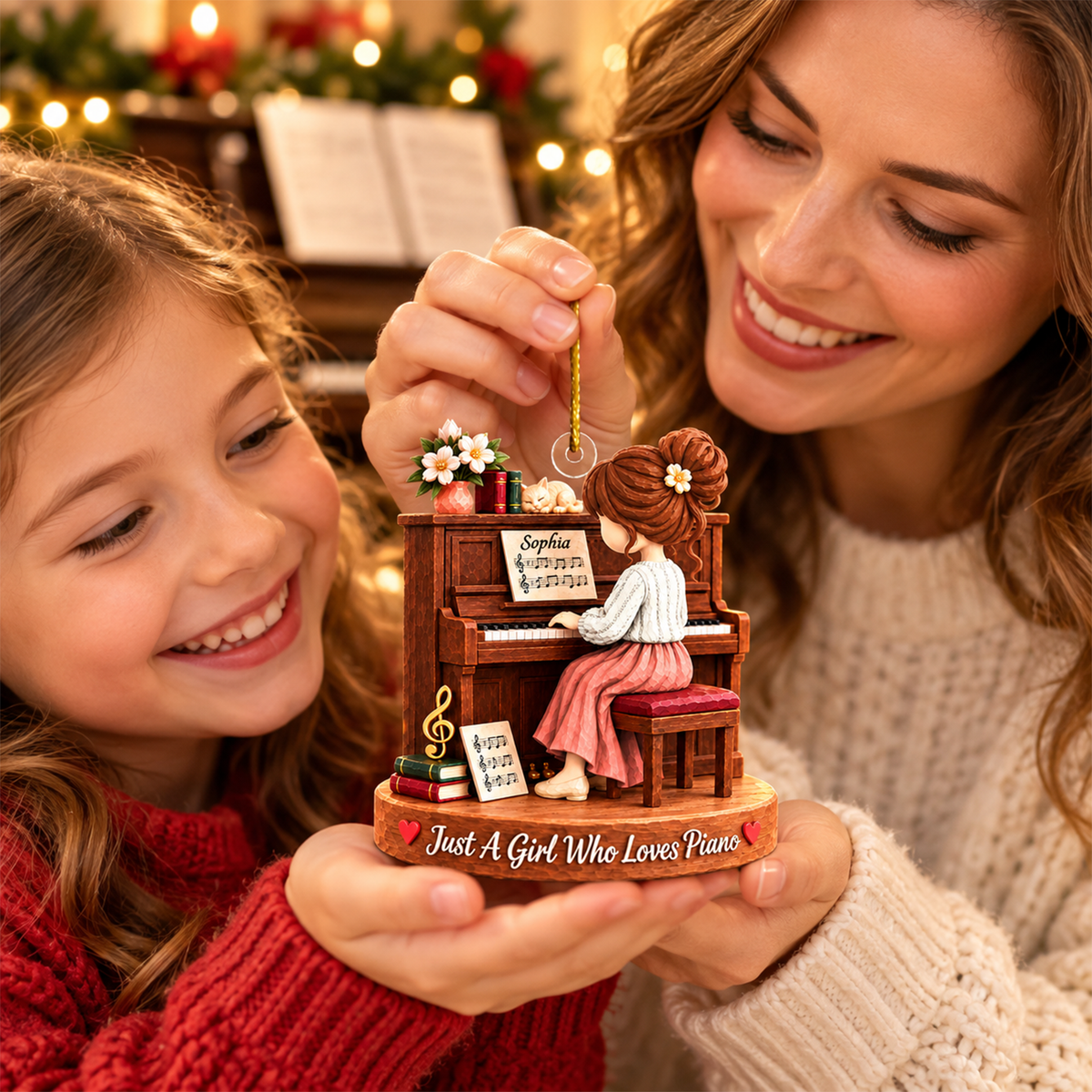 Just A Girl Who Loves Piano, Personalized Piano Ornament, Custom Player Name Gift, Gift For Piano Players Piano Lovers MI209 Hv01