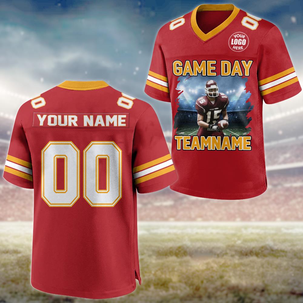 Custom Photo Football Game Day Football Jersey Gift For Football Lovers - Personalized Gift For Football Player Vr2