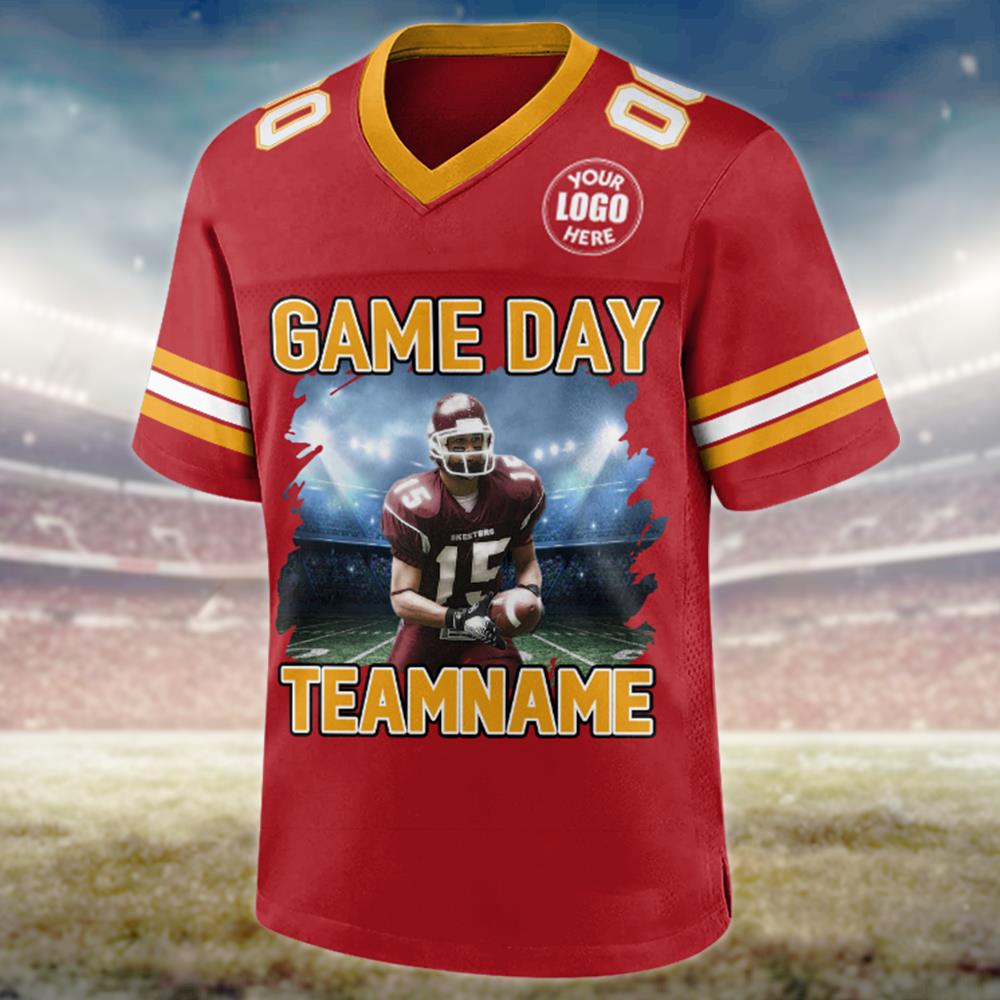 Custom Photo Football Game Day Football Jersey Gift For Football Lovers - Personalized Gift For Football Player Vr2