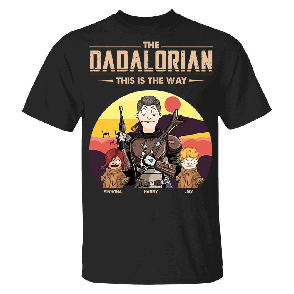 The Dadalorian This Is The Way - Tatooine Background With Kids Personalized Shirt Pt99