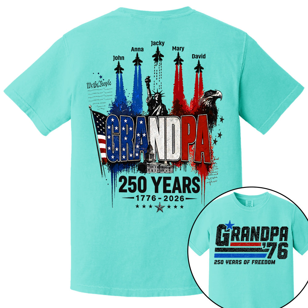 Personalized Dad Grandpa Nation Flag American 250th Anniversary Shirt - Semiquincentennial 1776-2026 Shirt - Cool Father's Day Gift For Dad, Grandpa T1807 VH01