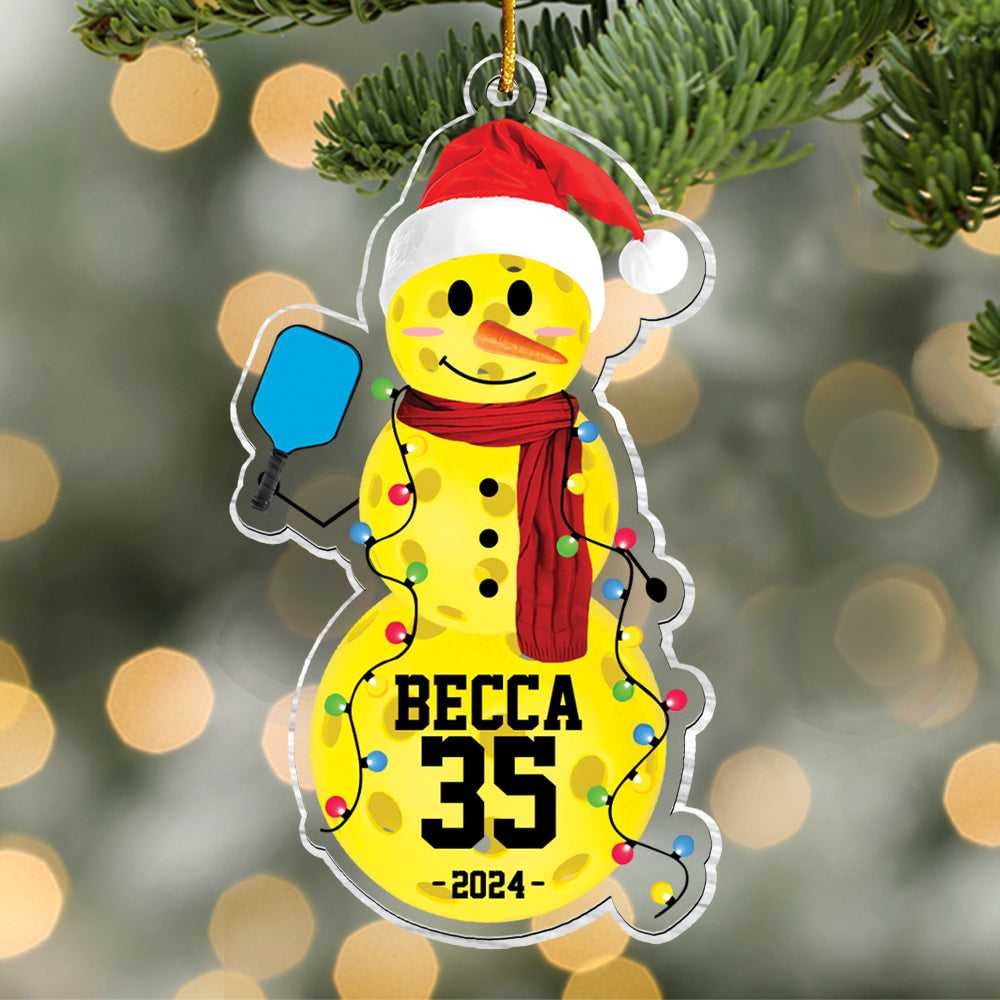 Pickleball Snowman - Gifts For Players, Team, Boys - Personalized Acrylic Ornament Tu20