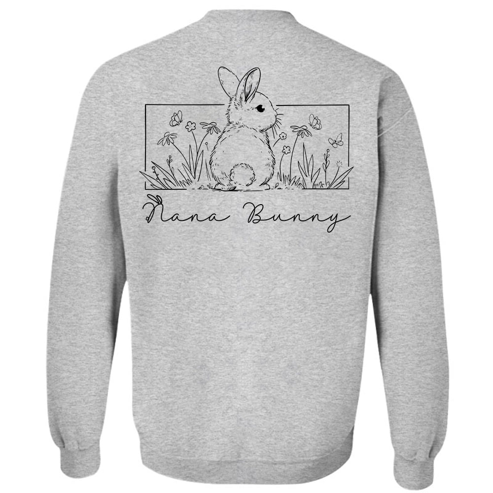 Personalized Floral Grandma Bunny Easter Sweatshirt, Spring Flowers Sweatshirt, Easter Sweatshirt, Gifts for Mother's Day, Happy Easter Day Tu20