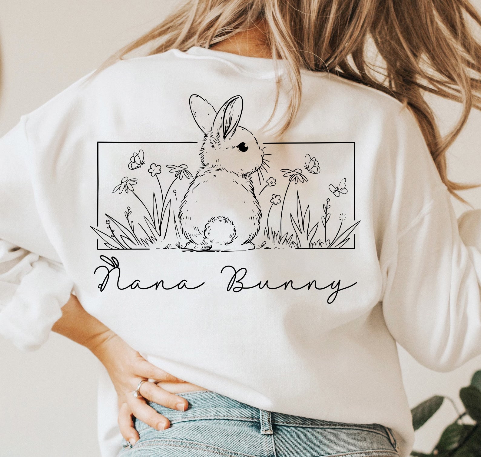 Personalized Floral Grandma Bunny Easter Sweatshirt, Spring Flowers Sweatshirt, Easter Sweatshirt, Gifts for Mother's Day, Happy Easter Day Tu20