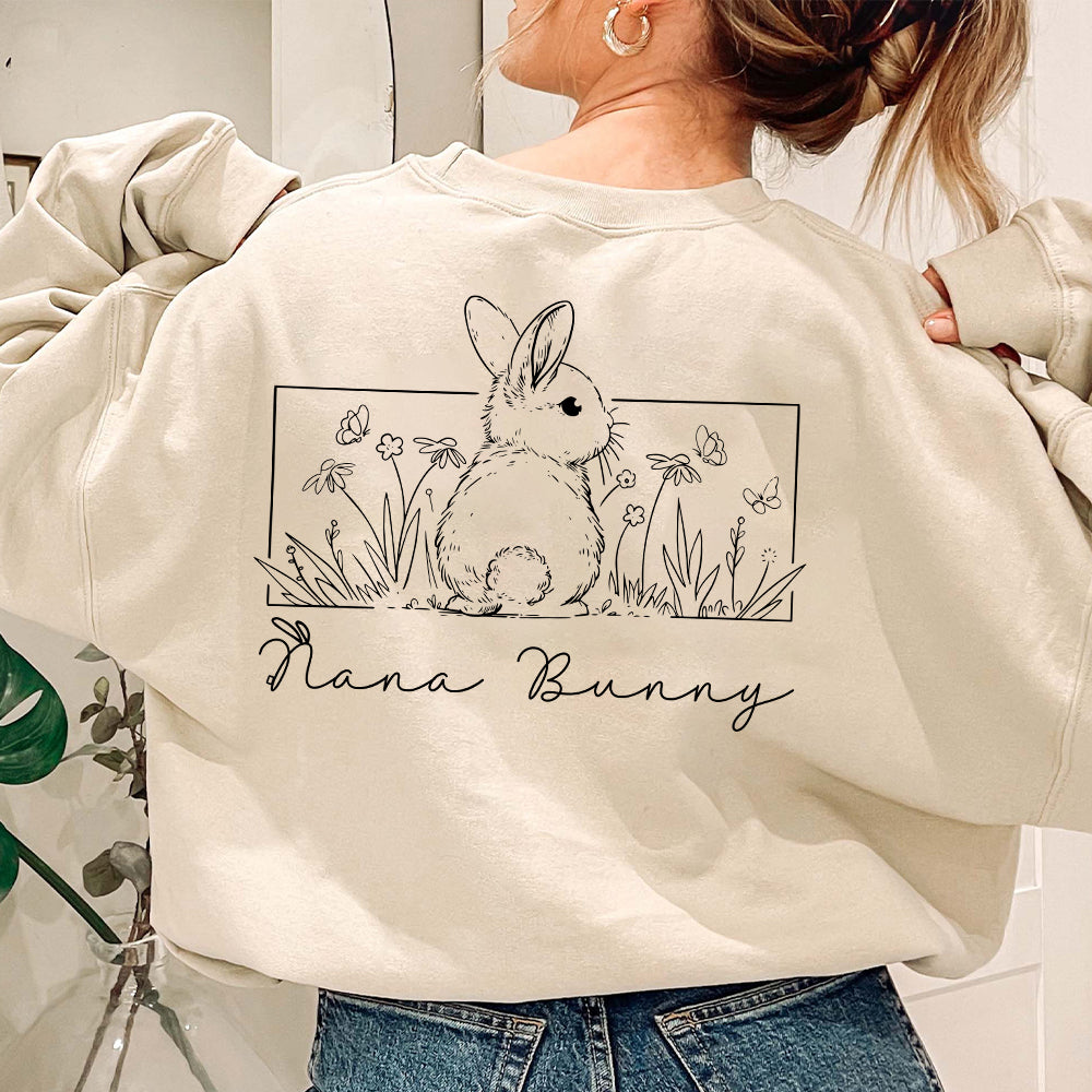 Personalized Floral Grandma Bunny Easter Sweatshirt, Spring Flowers Sweatshirt, Easter Sweatshirt, Gifts for Mother's Day, Happy Easter Day Tu20