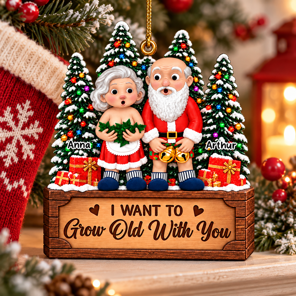 I Want To Grow Old With You - Personalized Couple Ornament Vr2 New VH01