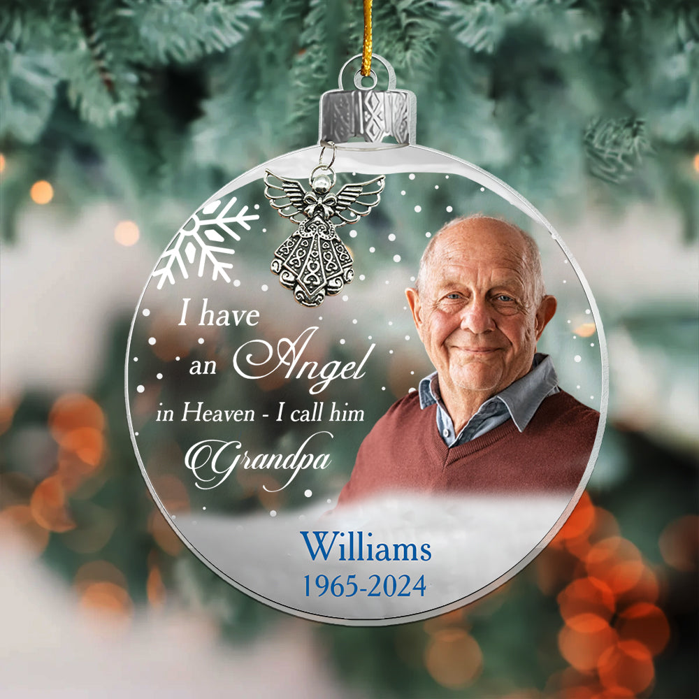 Custom Photo Angel In Heaven Memorial Ornament - Personalized Photo Acrylic Ornament Vr2