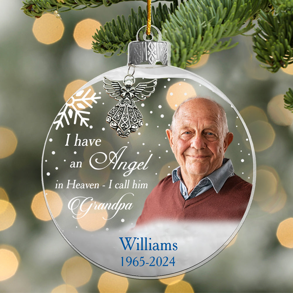 Custom Photo Angel In Heaven Memorial Ornament - Personalized Photo Acrylic Ornament Vr2