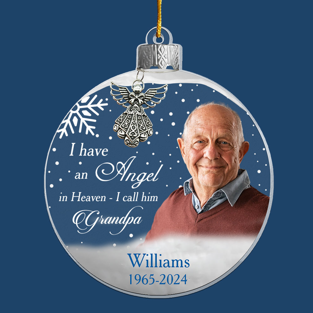 Custom Photo Angel In Heaven Memorial Ornament - Personalized Photo Acrylic Ornament Vr2