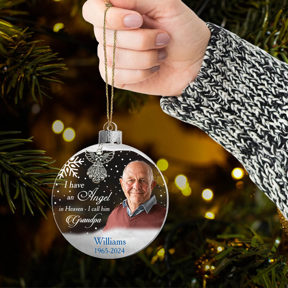 Custom Photo Angel In Heaven Memorial Ornament - Personalized Photo Acrylic Ornament Vr2