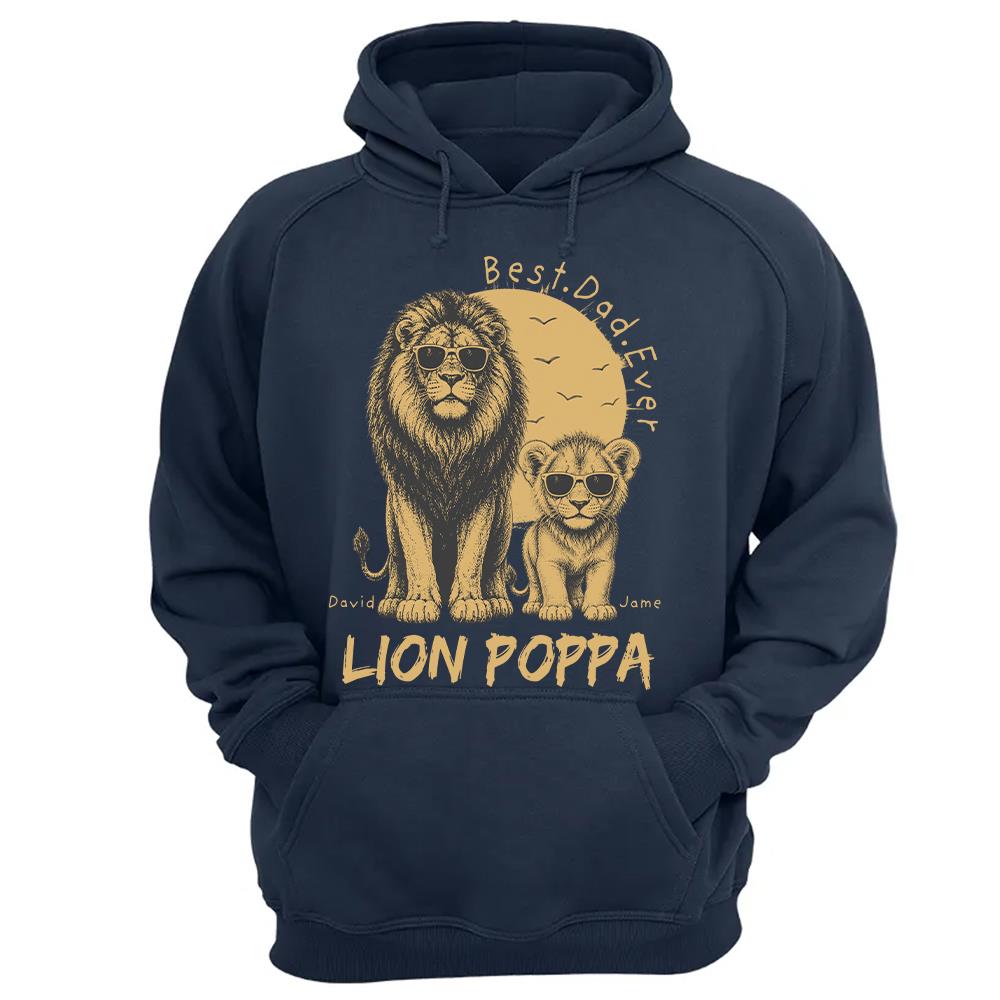 Retro Vintage Lion Dad And Kids Daddy Protector - Personalized Shirt - Cool Father's Day Gift For Dad, Husband Hv01