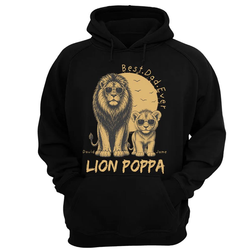 Retro Vintage Lion Dad And Kids Daddy Protector - Personalized Shirt - Cool Father's Day Gift For Dad, Husband Hv01
