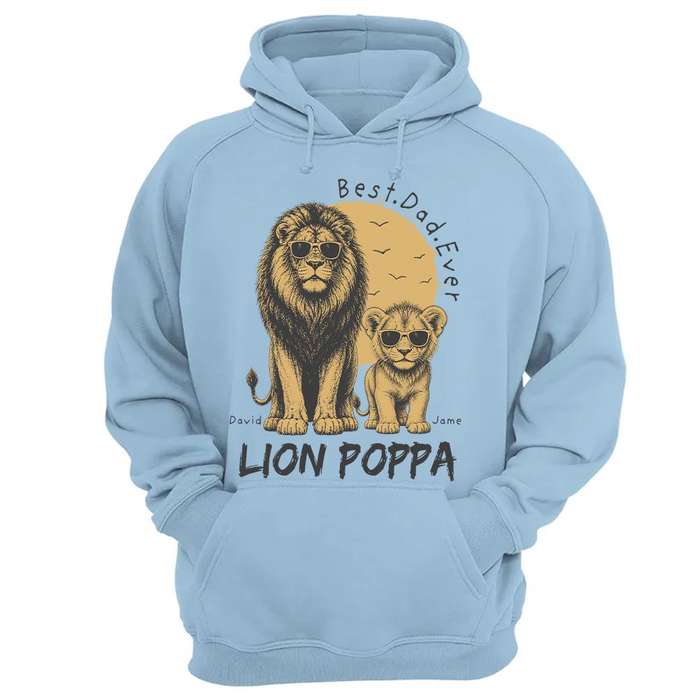 Retro Vintage Lion Dad And Kids Daddy Protector - Personalized Shirt - Cool Father's Day Gift For Dad, Husband Hv01