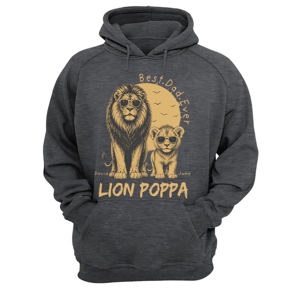 Retro Vintage Lion Dad And Kids Daddy Protector - Personalized Shirt - Cool Father's Day Gift For Dad, Husband Hv01