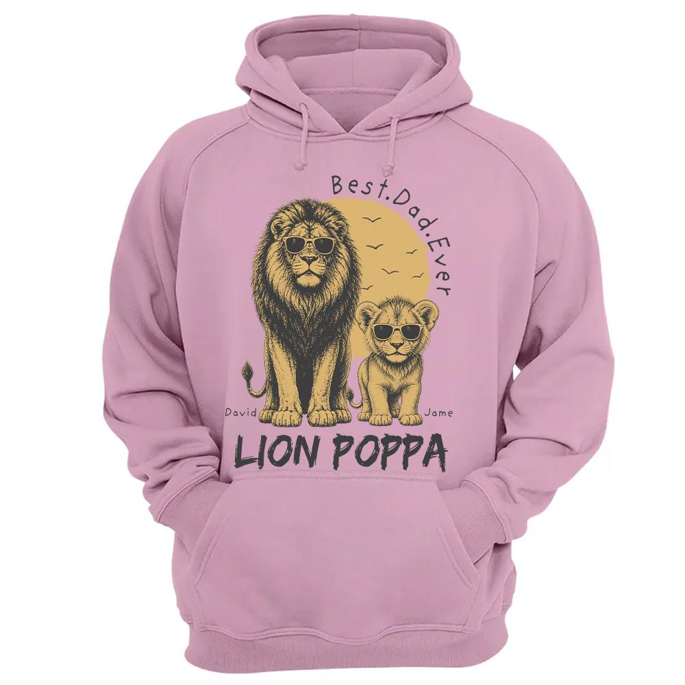 Retro Vintage Lion Dad And Kids Daddy Protector - Personalized Shirt - Cool Father's Day Gift For Dad, Husband Hv01