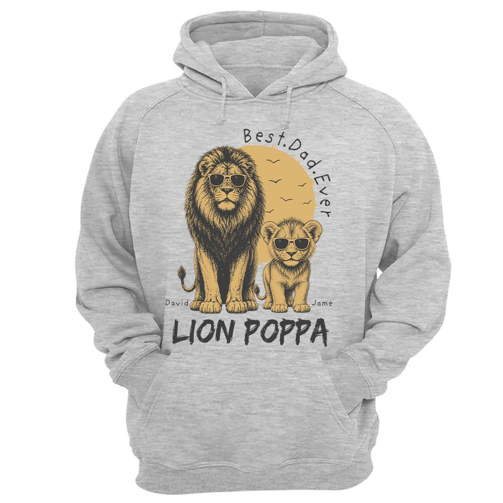 Retro Vintage Lion Dad And Kids Daddy Protector - Personalized Shirt - Cool Father's Day Gift For Dad, Husband Hv01