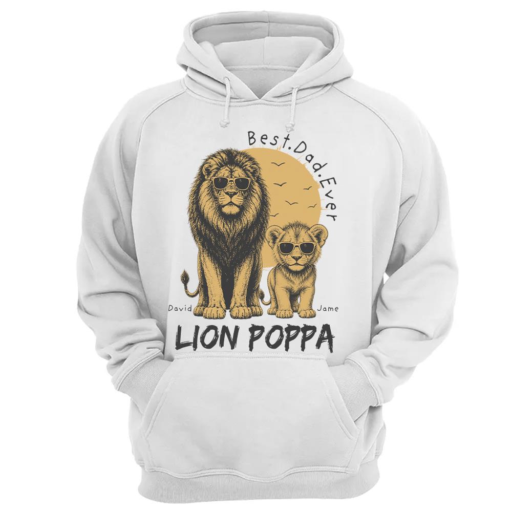 Retro Vintage Lion Dad And Kids Daddy Protector - Personalized Shirt - Cool Father's Day Gift For Dad, Husband Hv01