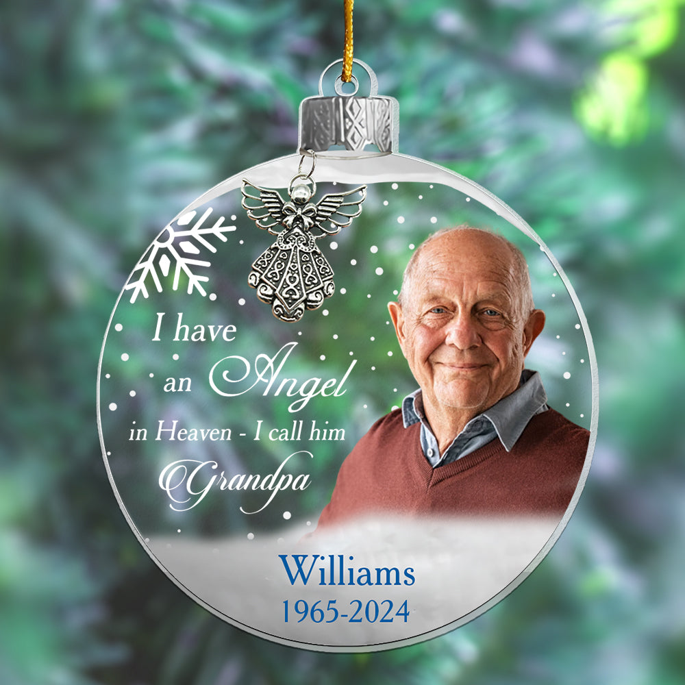 Custom Photo Angel In Heaven Memorial Ornament - Personalized Photo Acrylic Ornament Vr2