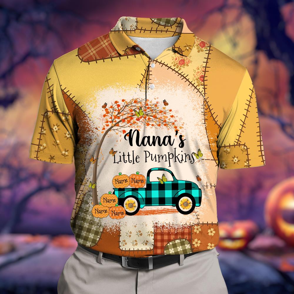 Nana's Little Pumpkins Preppy Floral Pumpkin Personalized All Over Print Shirt Nh00