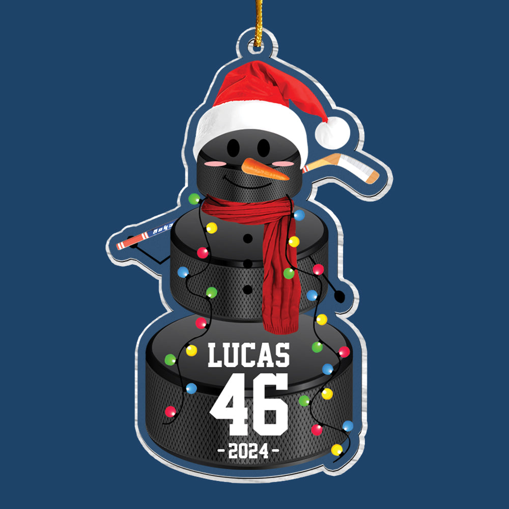 Hockey Snowman - Gifts For Players, Team, Boys - Personalized Acrylic Ornament Tu20