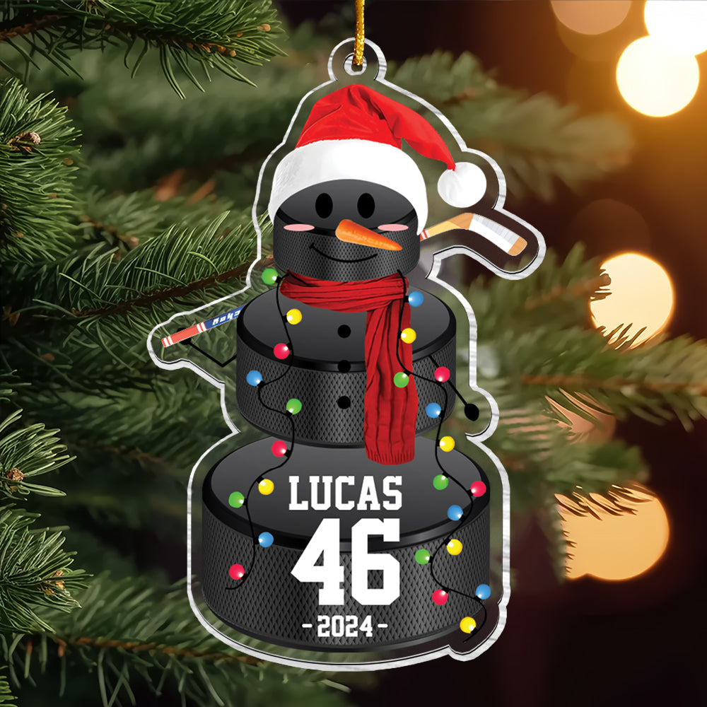 Hockey Snowman - Gifts For Players, Team, Boys - Personalized Acrylic Ornament Tu20