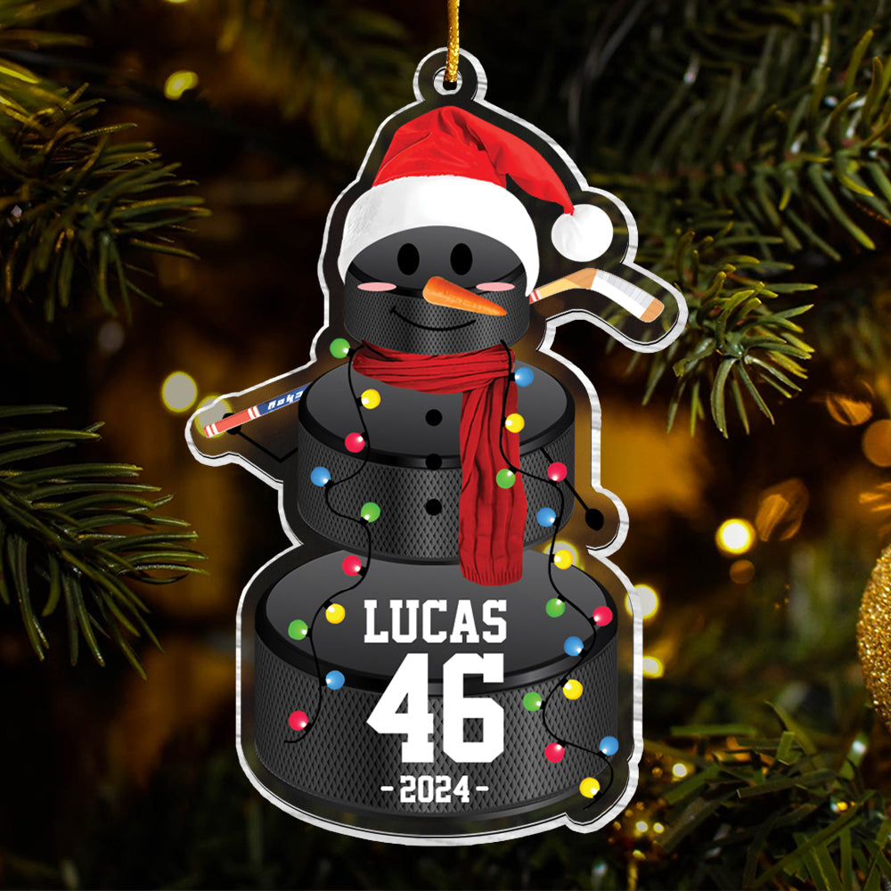 Hockey Snowman - Gifts For Players, Team, Boys - Personalized Acrylic Ornament Tu20