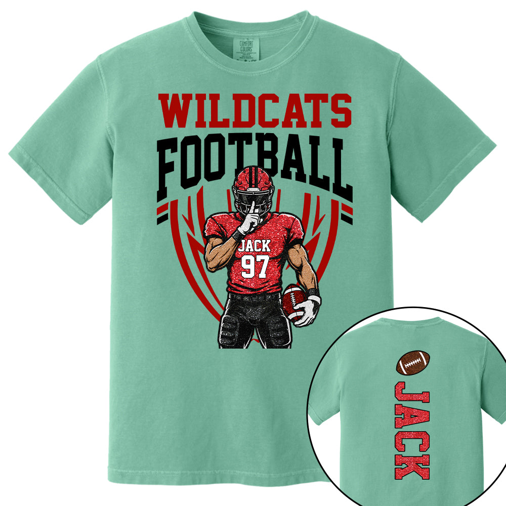 Custom Football Team Name & Number Shirt Football Mom Shirt Football Team Shirt Game Day Shirt Gift for Mom High School Football Cheer Shirt Vr2