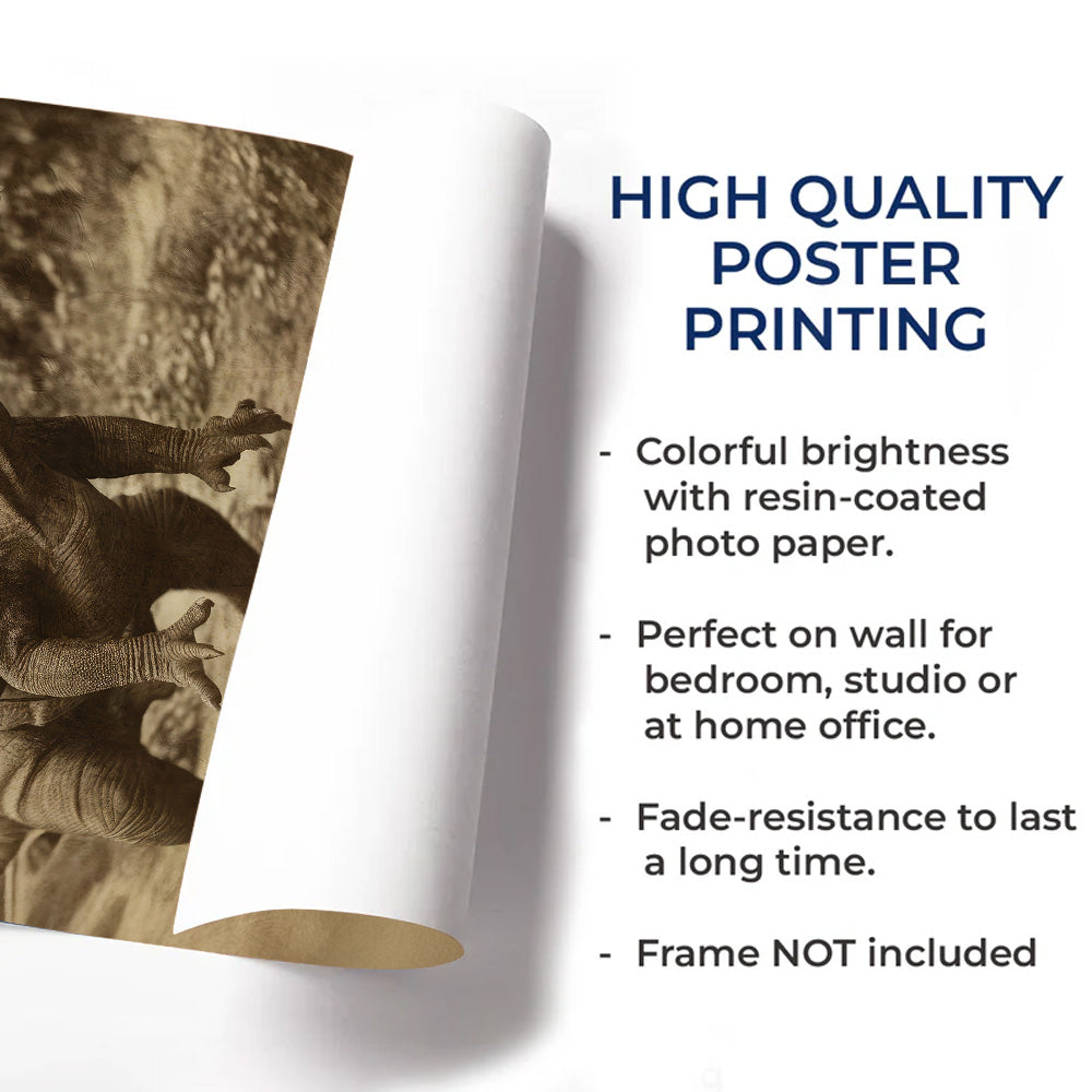 Funny Vintage Cowboy & T-Rex Poster – Custom Face Canvas Print