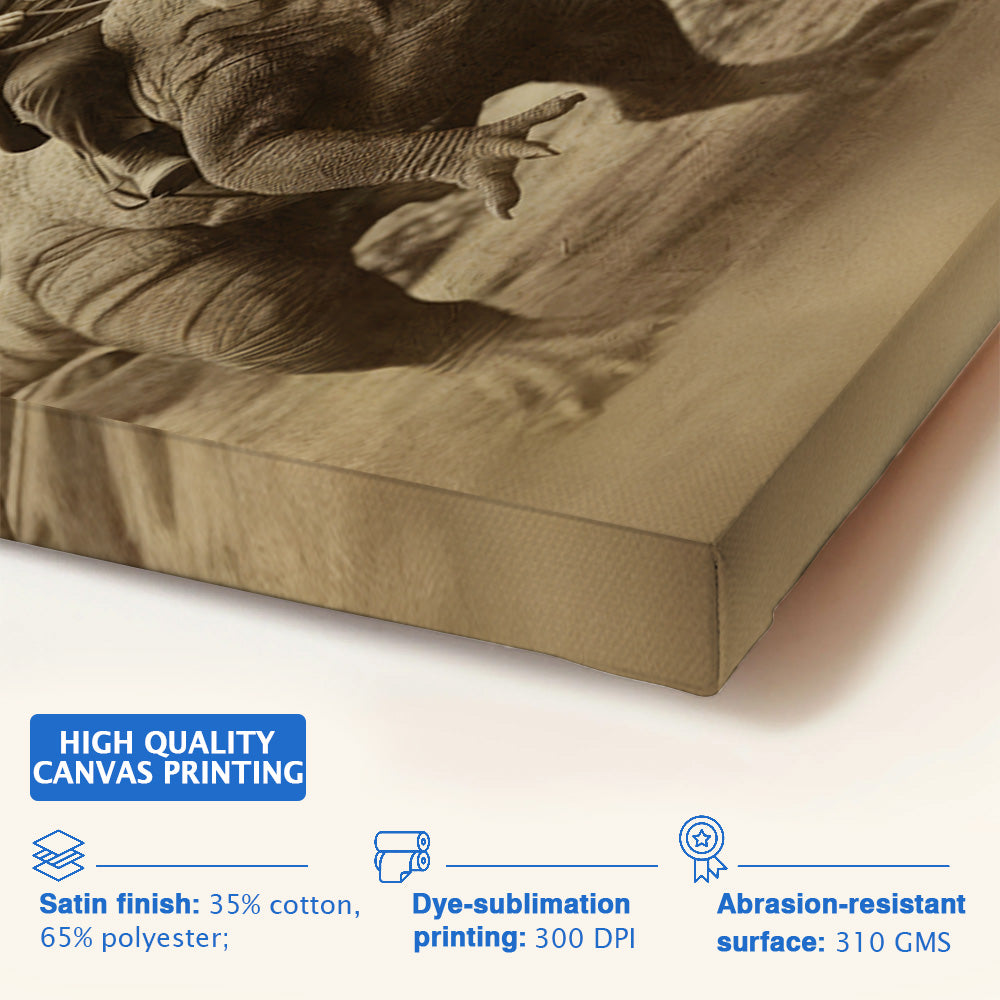 Funny Vintage Cowboy & T-Rex Poster – Custom Face Canvas Print