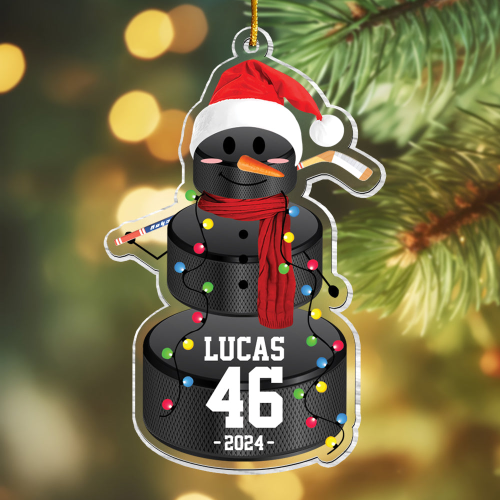 Hockey Snowman - Gifts For Players, Team, Boys - Personalized Acrylic Ornament Tu20