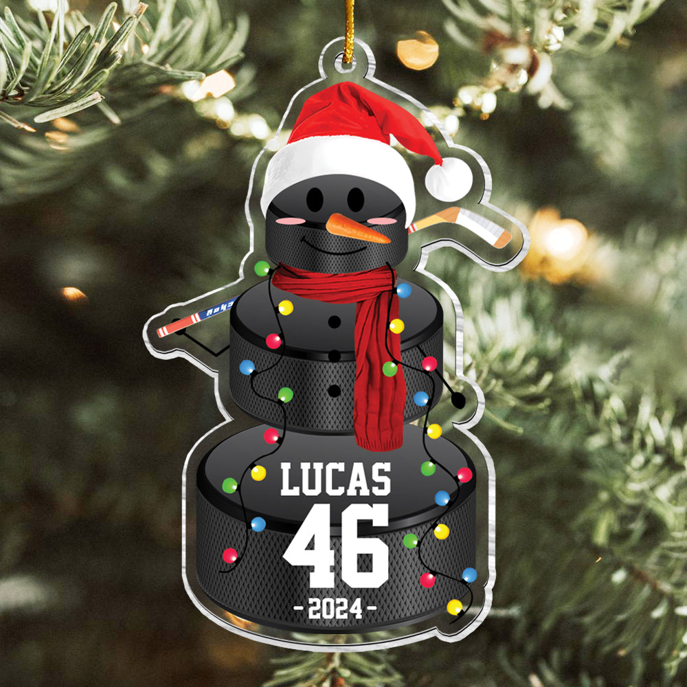Hockey Snowman - Gifts For Players, Team, Boys - Personalized Acrylic Ornament Tu20