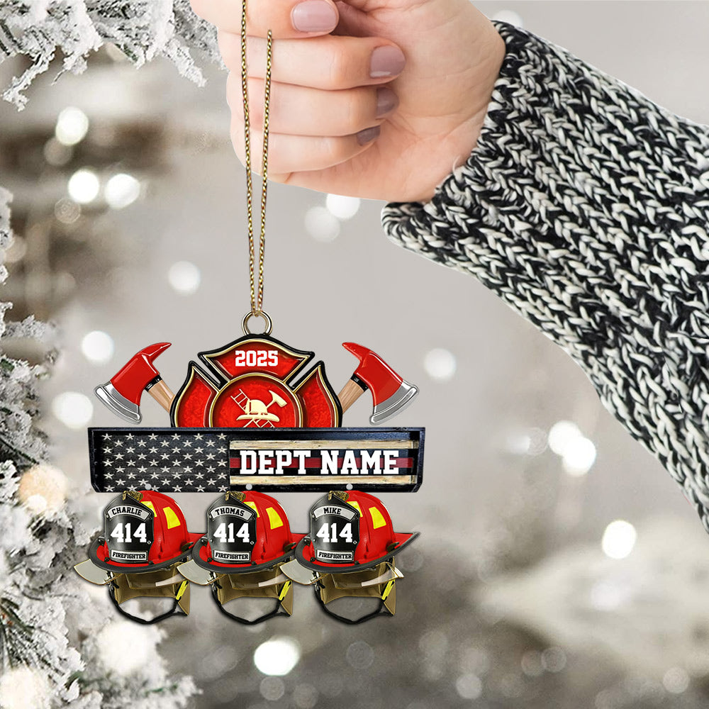 Firefighter Station Helmets - Personalized Acrylic Ornament - Christmas Gift For Firefighter Station Department Li29