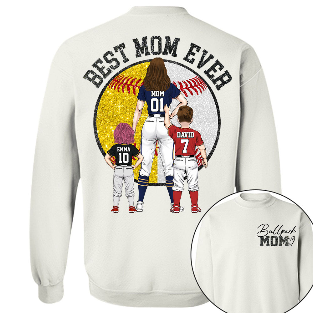 Best Mom Ever Baseball Shirt – Personalized Mom & Kids Shirt, Mother’s Day Gift for Baseball, Softball Mom Na02 Nh00