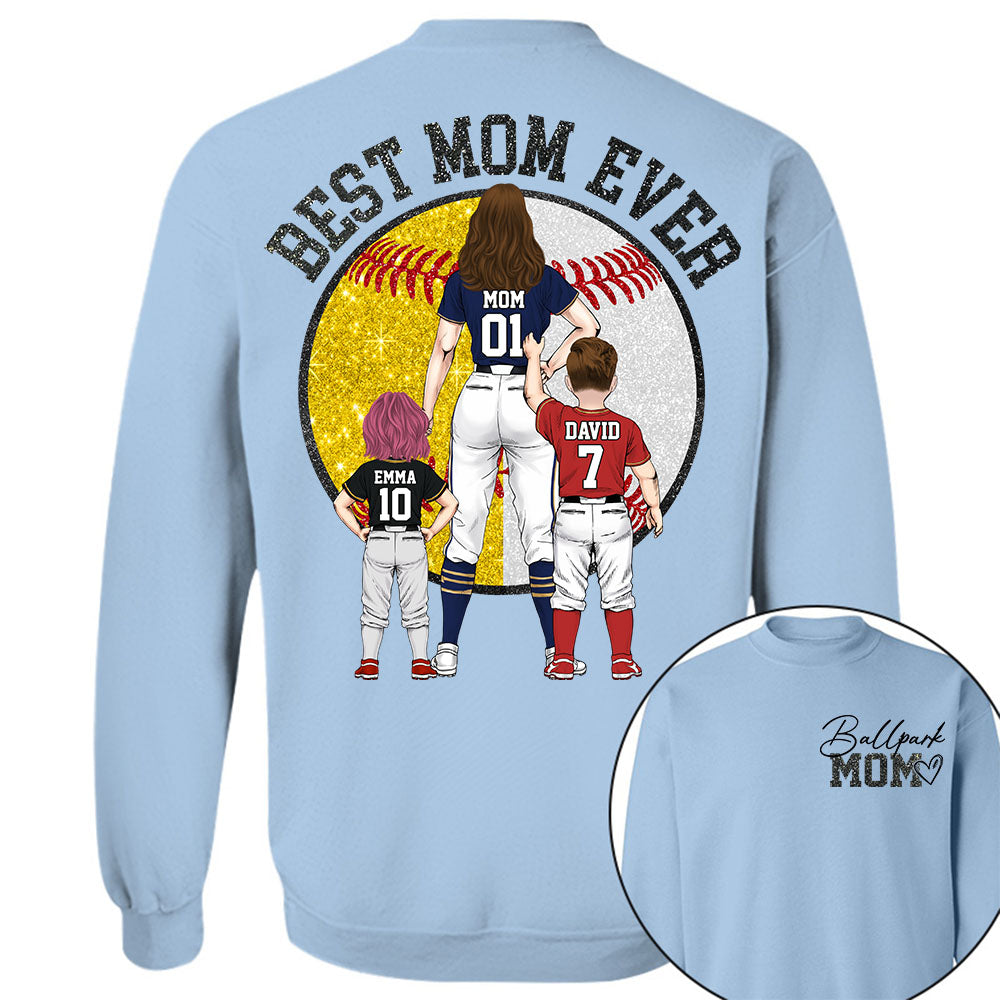 Best Mom Ever Baseball Shirt – Personalized Mom & Kids Shirt, Mother’s Day Gift for Baseball, Softball Mom Na02 Nh00